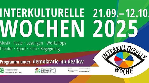 Veranstaltungsplakat der Interkulturellen Wochen in Neubrandenburg.
