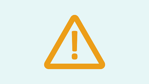 Orangefarbendes Icon Warndreieck mit Ausrufezeichen.