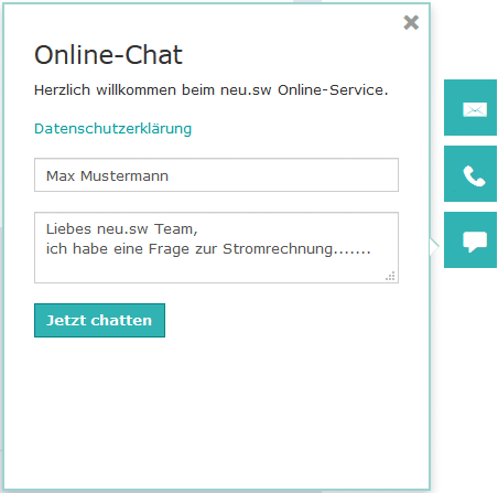 Screenshot vom Online-Chat