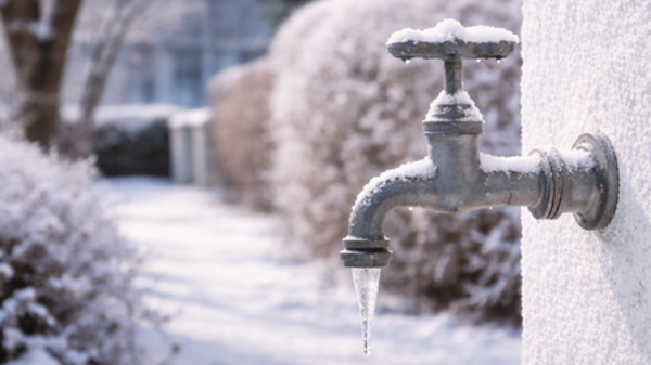 Wassewrhahn im Außenbereich bei Frost