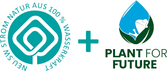 Logo Plant for Future und neu.sw Naturstrom